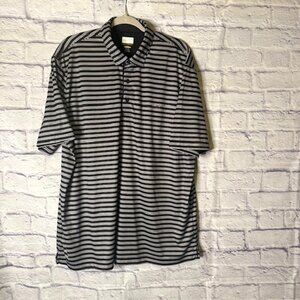 Greg Norman Mens Golf Shirt XL Play Dry Shark Black white pattern stripe